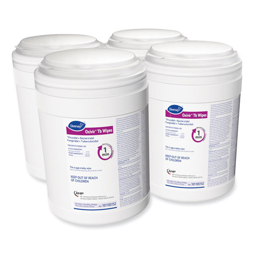 Diversey Oxivir TB Disinfectant Wipes, 6 x 6.9, White, 160/Canister, 4 Canisters/Carton