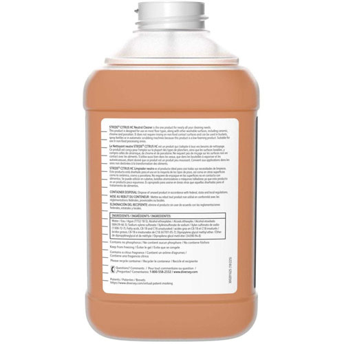 Diversey Stride Citrus Neutral Cleaner, Concentrate Liquid, 84.5 fl oz (2.6 quart), Citrus Scent, 2/Carton, Orange