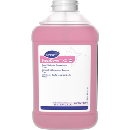 Diversey BreakDown XC Odor Eliminator/Cleaner - Concentrate Liquid - 84.5 fl oz (2.6 quart) - Fresh ScentBottle - 2 / Carton - Red