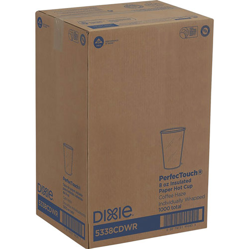 Dixie PerfecTouch Hot Cups, 8 fl oz, 1000/Carton, Multi, Paper, Hot Food, Cold Food, Coffee