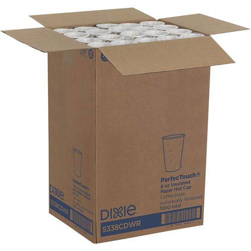 Dixie PerfecTouch Hot Cups, 8 fl oz, 1000/Carton, Multi, Paper, Hot Food, Cold Food, Coffee