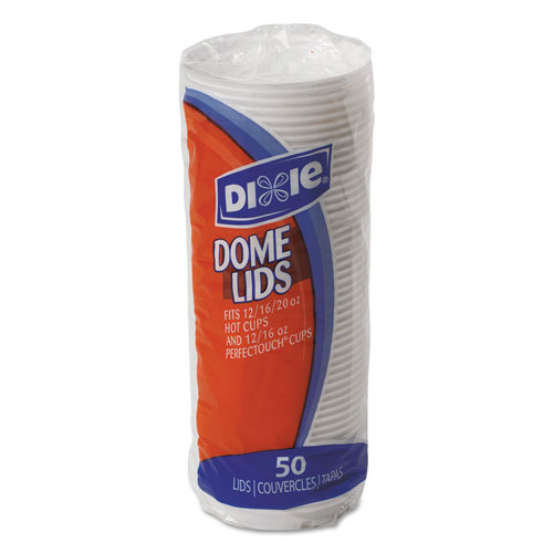 Dixie Dome Drink-Thru Lids,10-16 oz Perfectouch;12-20 oz WiseSize Cup, White, 50/Pack