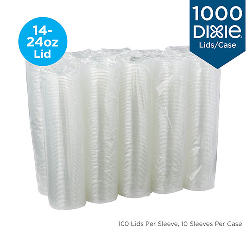 Dixie Cold Drink Cup Lids, Fits 16 oz Plastic Cold Cups, Clear, 100/Sleeve, 10 Sleeves/Carton