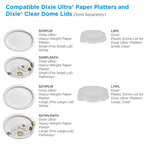 Dixie Pathways Heavyweight Oval Platters, 8 1/2 x 11, Green/Burgundy, 500/Carton