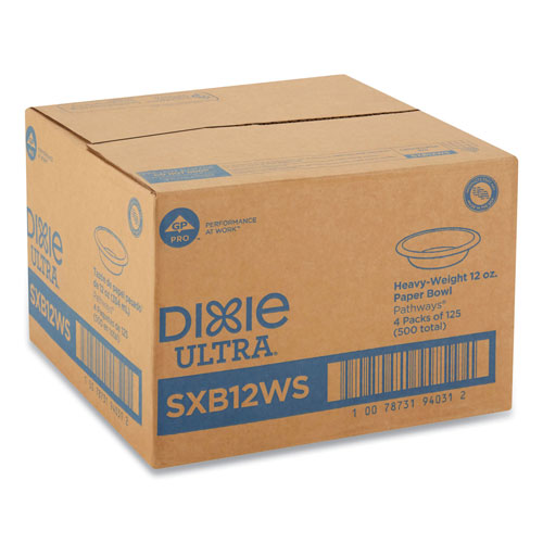 Dixie Pathways w/Soak Proof Shield Heavyweight Paper Bowls, 12oz, Green/Burg, 500/Ct