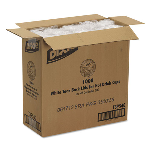 Dixie Plastic Lids for Hot Drink Cups, 10oz, White, 1000/Carton