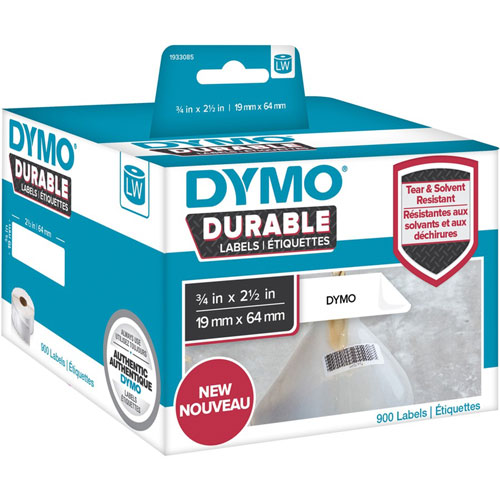 Dymo Barcode Label, 3/4" Width x 2 33/64" Length, Direct Thermal, White, Plastic, 900/Roll, 900 Total Label(s)