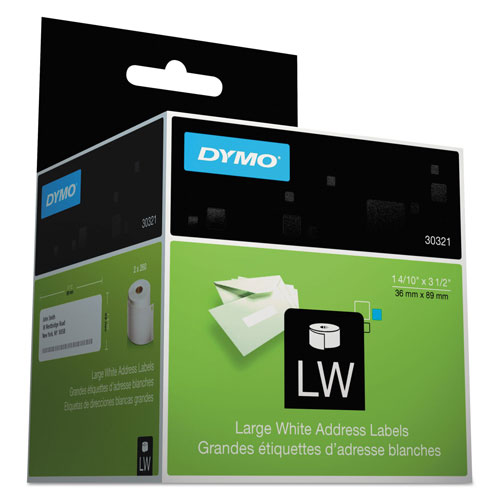 Dymo LabelWriter Address Labels, 1.4" x 3.5", White, 260 Labels/Roll, 2 Rolls/Pack