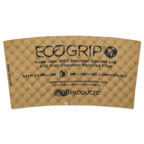 Eco-Products EcoGrip Hot Cup Sleeves - Renewable & Compostable, 1300/CT
