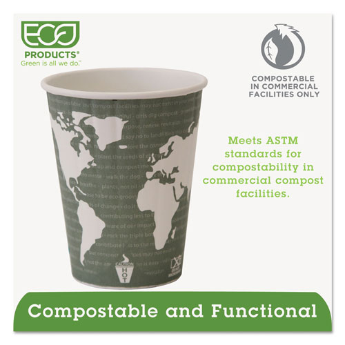 Eco-Products World Art Renewable and Compostable Insulated Hot Cups, PLA, 12 oz, 40/Packs, 15 Packs/Carton