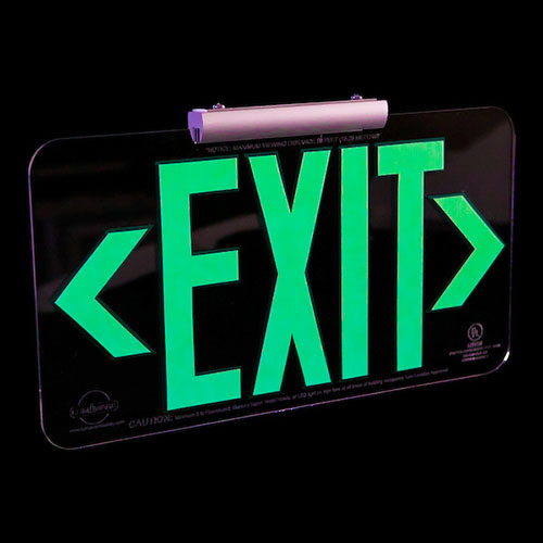 LumAware Photoluminescent Lucite Clear Exit Sign, UL 924 Listed