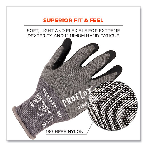 Ergodyne ProFlex 7043 ANSI A4 Nitrile Coated CR Gloves, Gray, Medium, 1 Pair