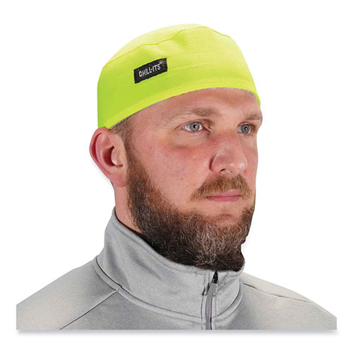 Ergodyne Chill-Its 6630 High-Performance Terry Cloth Skull Cap, Polyester, One Size Fits Most, Lime