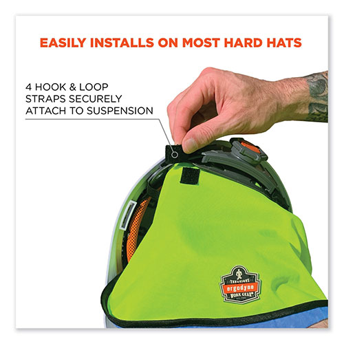 Ergodyne Chill-Its 6670CT Cooling Hard Hat Neck Shade - PVA, 14.75 x 10.5, Lime