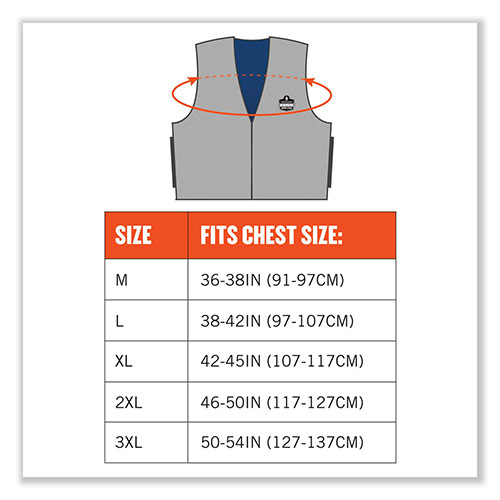 Ergodyne Chill-Its 6665 Embedded Polymer Cooling Vest with Zipper, Nylon/ Polymer, 2X-Large, Gray, EGO12546