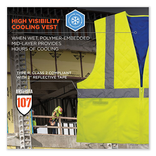 Ergodyne Chill-Its 6668 Class 2 Hi-Vis Safety Cooling Vest. Polymer, Large, Lime