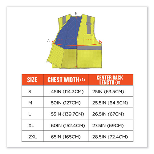 Ergodyne Chill-Its 6668 Class 2 Hi-Vis Safety Cooling Vest. Polymer, Large, Lime