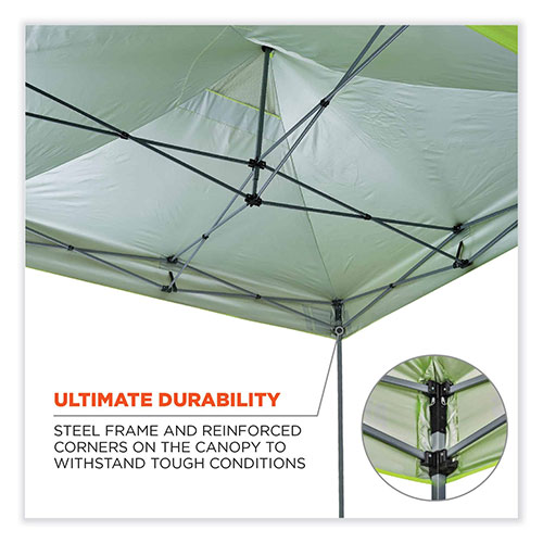 Ergodyne Shax 6051 Heavy-Duty Pop-Up Tent Kit, Single Skin, 10 ft x 10 ft, Polyester/Steel, Lime
