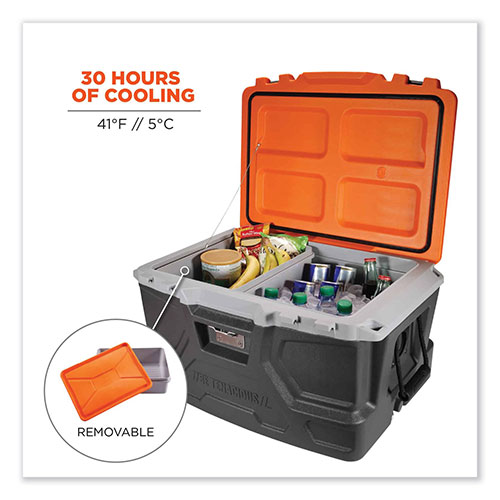 Ergodyne Chill-Its 5171 48-Quart Industrial Hard Sided Cooler, Orange/Gray
