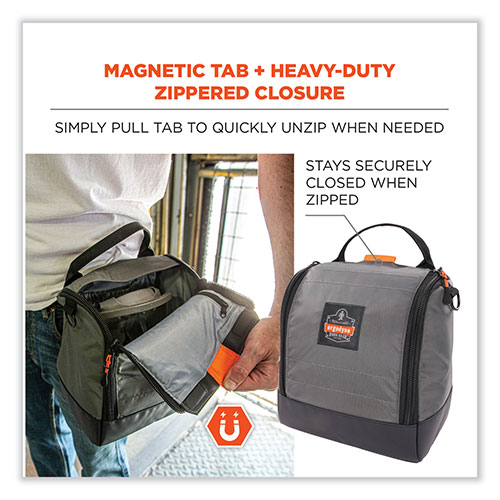 Ergodyne Arsenal 5185 Full Respirator Bag with Zipper Magnetic Closure, 5.5 x 9.5 x 9.5, Gray