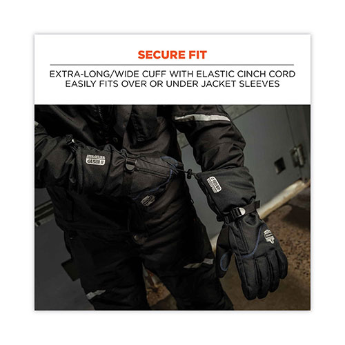 Ergodyne ProFlex 825WP Thermal Waterproof Winter Work Gloves, Black, Small, Pair