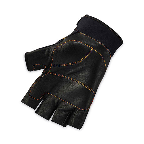 Ergodyne ProFlex 901 Half-Finger Leather Impact Gloves, Black, Medium, Pair