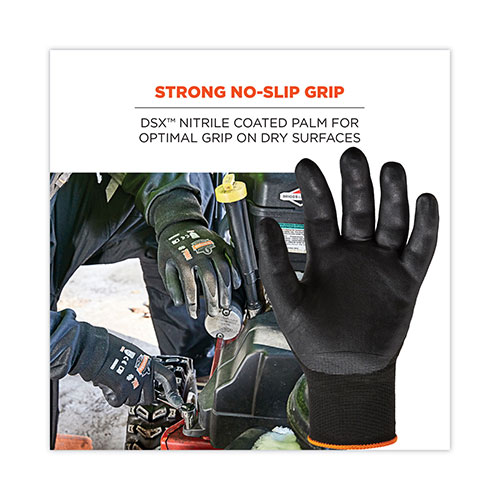Ergodyne ProFlex 7001 Nitrile-Coated Gloves, Black, Large, 144 Pairs/Pack