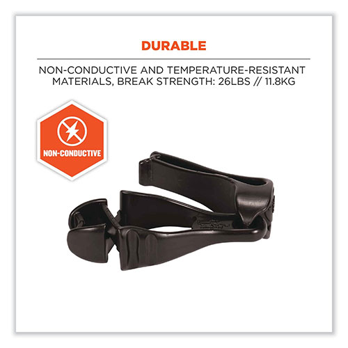 Ergodyne Squids 3405 Belt Clip Glove Clip Holder, 1 x 1 x 6, Acetal Copolymer, Black