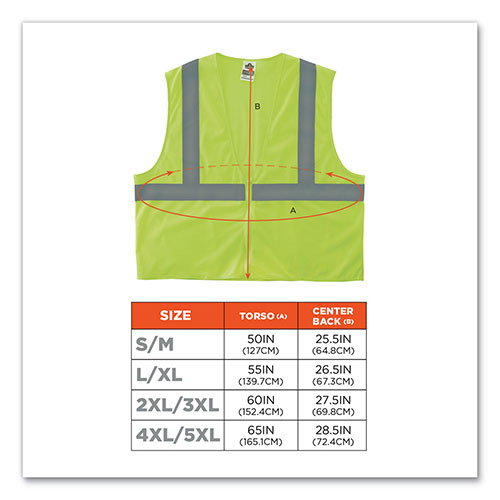 Ergodyne GloWear 8205Z Class 2 Super Economy Mesh Vest, Polyester, Lime, 4X-Large/5X-Large