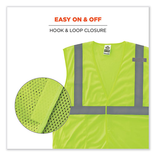Ergodyne GloWear 8210HL Class 2 Economy Mesh Hook and Loop Vest, Polyester, Small/Medium, Lime