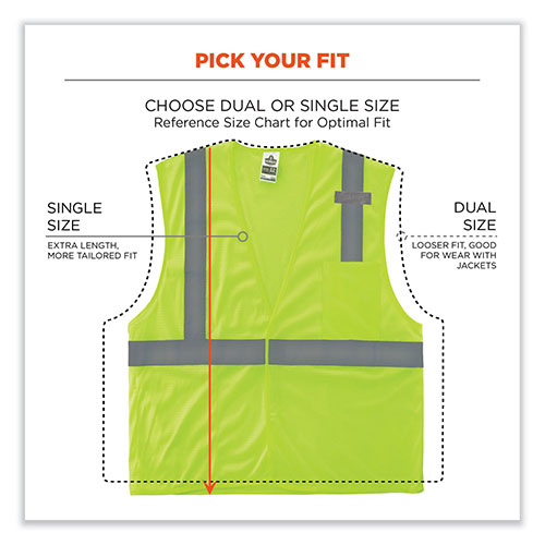 Ergodyne GloWear 8210HL Class 2 Economy Mesh Hook and Loop Vest, Polyester, Small/Medium, Lime