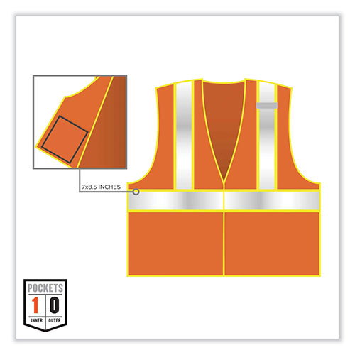Ergodyne GloWear 8230Z Class 2 Two-Tone Mesh Zipper Vest, Polyester, 2X-Large/3X-Large, Orange