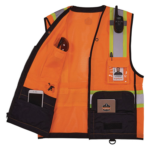 Ergodyne GloWear 8251HDZ Class 2 Two-Tone Hi-Vis Safety Vest, 4X-Large to 5X-Large, Orange