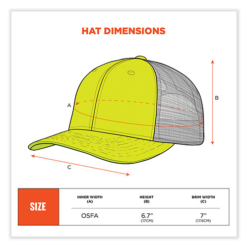 Ergodyne GloWear 8933 Reflective Snapback Hat, Cotton/Polyester, One Size Fits Most, Hi-Vis Lime