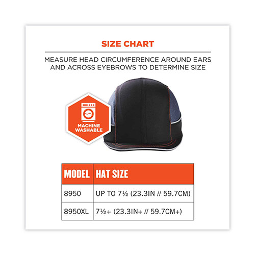 Ergodyne Skullerz 8950XL XL Bump Cap Hat, Long Brim, Black