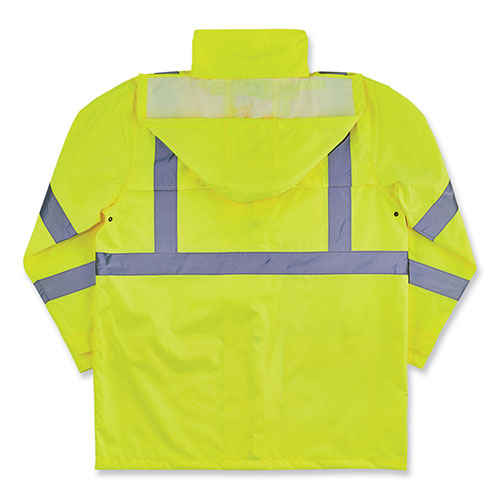 Ergodyne GloWear 8366 Class 3 Lightweight Hi-Vis Rain Jacket, Polyester, 2X-Large, Lime