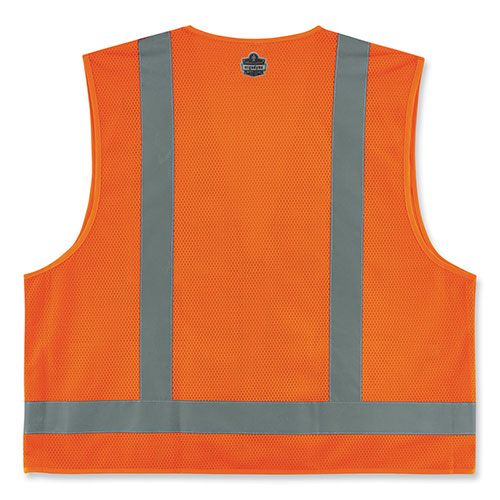 Ergodyne GloWear 8249Z-S Single Size Class 2 Economy Surveyors Zipper Vest, Polyester, Large, Orange