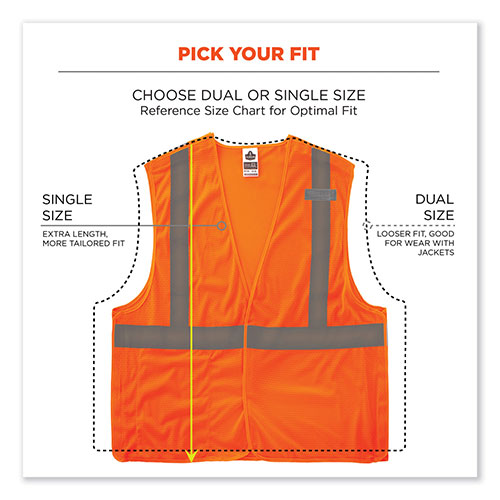 Ergodyne GloWear 8215BA-S Single Size Class 2 Economy Breakaway Mesh Vest, Polyester, 4X-Large, Orange