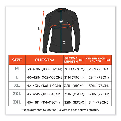 Ergodyne N-Ferno 6435 Midweight Long Sleeve Base Layer Shirt, Medium, Black