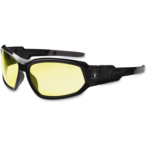 Ergodyne Yellow Lens Safety Goggles/Glasses, Full-Frame, Black