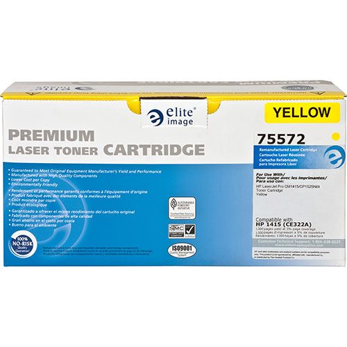Elite Image Remanufactured Toner Cartridge, Alternative for HP 128A (CE322A), Laser, 1300 Pages, Yellow, 1 Each