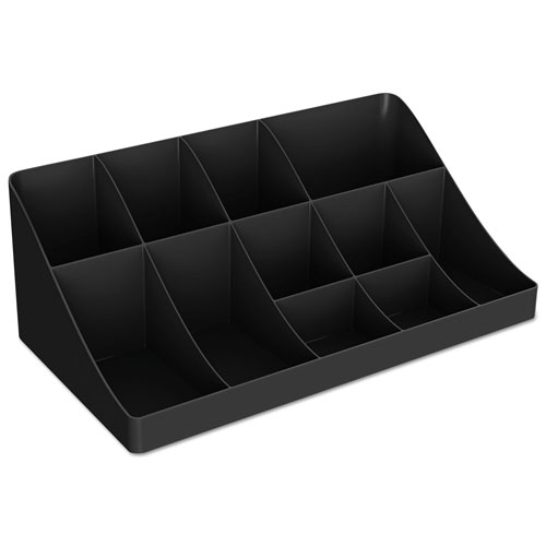 Mind Reader 11-Compartment Coffee Condiment Organizer, 18 1/4 x 6 5/8 x 9 7/8, Black