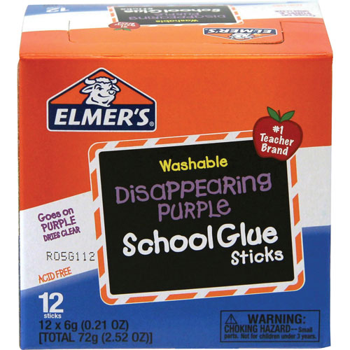 Elmer's .21 oz. Clear Dry Glue Stick, Goes on Blue