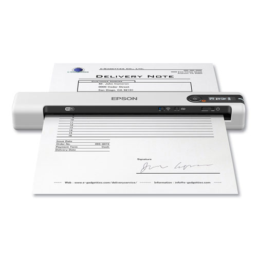 Epson DS-80W Wireless Portable Document Scanner, 600 dpi Optical Resolution, 1-Sheet Auto Document Feeder