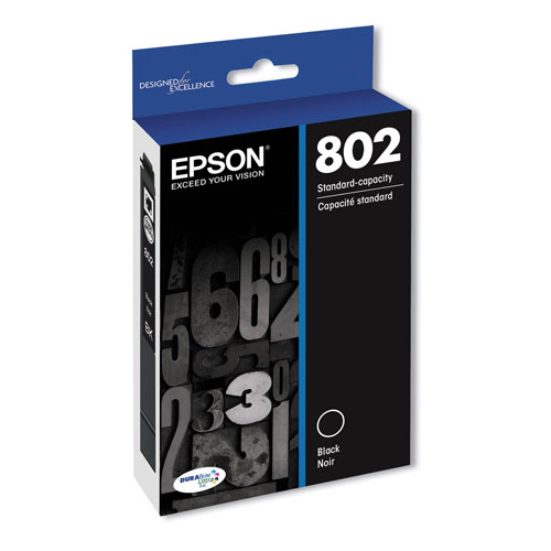 Epson T802120S (802) DURABrite Ultra Ink, 900 Page-Yield, Black