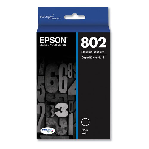 Epson T802120S (802) DURABrite Ultra Ink, 900 Page-Yield, Black