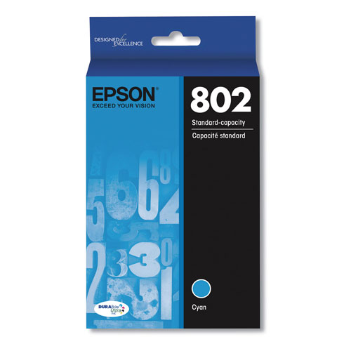 Epson T802220S (802) DURABrite Ultra Ink, 650 Page-Yield, Cyan