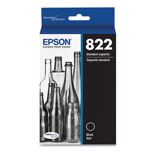 Epson T822120S (T822) DURABrite Ultra Ink, 350 Page-Yield, Black