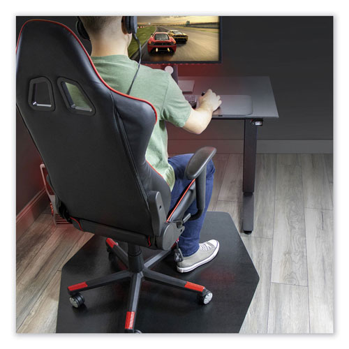 E.S. Robbins Game Zone Chair Mat, For Hard Floor/Medium Pile Carpet, 42 x 46, Black