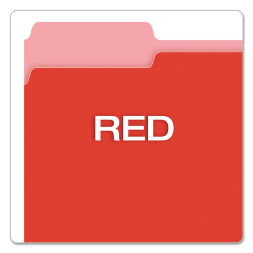 Pendaflex Colored File Folders, 1/3-Cut Tabs, Letter Size, Red/Light Red, 100/Box